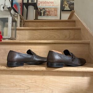 Salvatore Ferragamo Pebble Grained Loafers (Chocolate)